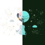 Ambiance - sticker stickers phosphorescents lapin indien et son ballon magique