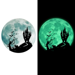 Ambiance - sticker stickers phosphorescents lune + ch�teau hant� entour� de chauves - souris