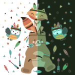 Ambiance - sticker stickers phosphorescents ourson et les animaux indiens