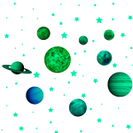 Ambiance - sticker stickers phosphorescents plan�tes du syst�me solaire + 200 �toiles
