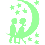 Ambiance - sticker sticker phosphorescent silhouette couple sur la lune