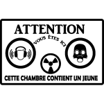 Ambiance - sticker sticker porte citation attention cette chambre