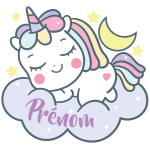 Ambiance - sticker sticker pr�nom personnalisable b�b� licorne sur le nuage