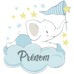 Ambiance - sticker sticker pr�nom personnalisable �l�phant attrape les �toiles