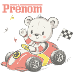 Ambiance - sticker sticker pr�nom personnalisable ourson en voiture sportive