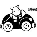 Ambiance - sticker sticker pr�nom personnalisable petit hippo dans son auto