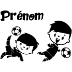 Ambiance - sticker sticker pr�nom personnalis� 2 gar�ons joueur de foot