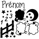 Ambiance - sticker sticker pr�nom personnalis� compte les moutons