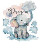 Ambiance - sticker sticker pr�nom personnalis� �l�phant effet aquarelle