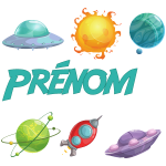 Ambiance - sticker sticker pr�nom personnalis� espace, fus�e et plan�tes