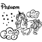 Ambiance - sticker sticker pr�nom personnalis� licorne nuages et les �toiles
