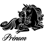 Ambiance - sticker sticker pr�nom personnalis� licorne et la princesse