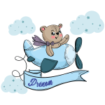 Ambiance - sticker sticker pr�nom personnalis� nounours en avion