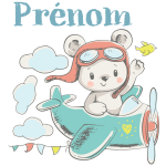 Ambiance - sticker sticker pr�nom personnalis� ours voyage en avion