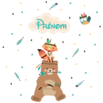 Ambiance - sticker stickers pr�nom personnalis� ourson et le hibou indien