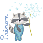 Ambiance - sticker sticker pr�nom personnalis� raton laveur et pissenlit