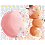 Ambiance - sticker sticker renard et son ballon + 60 fleurs