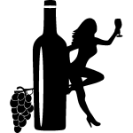 Ambiance - sticker sticker silhouette de femme avec une bouteille de vin