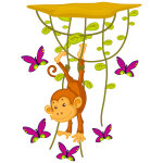 Ambiance - sticker sticker singe joyeux suspendu parmi les papillons