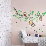 Ambiance - sticker sticker singes sur branche fleurie