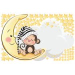 Ambiance - sticker stickers singe sur la lune et 90 �toiles