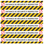 Ambiance - sticker stickers sol 6 bandes covid - 19 distance de s�curit� � respecter