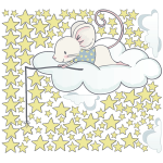 Ambiance - sticker sticker souris � la p�che aux �toiles + 110 �toiles