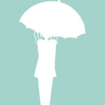 Ambiance - sticker sticker tableau blanc femme avec un parapluie