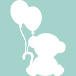 Ambiance - sticker sticker tableau blanc nounours avec des ballons