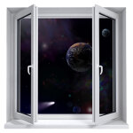 Ambiance - sticker sticker trompe l'oeil fen�tre l'espace lointain