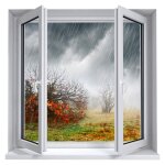 Ambiance - sticker sticker trompe l'oeil fen�tre pluie d'automne