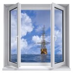 Ambiance - sticker sticker trompe l'oeil fen�tre vieux navire