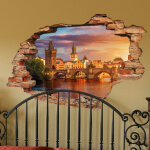 Ambiance - sticker sticker trompe l'oeil prague nuit magique sur le pont charles
