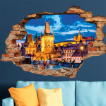 Ambiance - sticker sticker trompe l'oeil prague nuit paisible sur les tours du pont charles