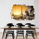 Ambiance - sticker sticker trompe l'oeil tour eiffel et les chim�res de notre dame de paris