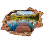 Ambiance - sticker sticker trompe l'oeil vue entre montagnes et lac