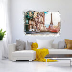 Ambiance - sticker sticker trompe l'oeil vue sur la c�l�bre tour eiffel