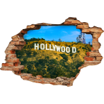 Ambiance - sticker sticker trompe l'oeil vue sur la colline d'hollywood