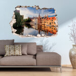 Ambiance - sticker sticker trompe l'oeil vue sur la rivi�re � bruges