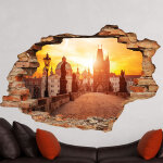 Ambiance - sticker sticker trompe l'?il prague couch de soleil sur le pont charles