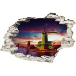 Ambiance - sticker sticker trompe l'?il tours � moulins sur l'eau