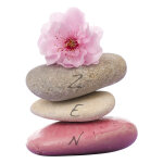 Ambiance - sticker sticker zen tour de galets avec sakura fleurs