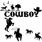Nc sticker cowboys et beaux chevaux