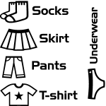 Nc sticker soks, skirt, pants, t - shirt, underwear