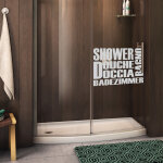 Nc sticker vinyle sabl� pour vitre porte de douche -  douche multilingue 55x80cm