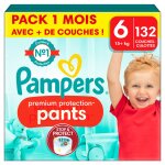 132 couches - culottes premium protection, taille 6, 15 + kg blanc