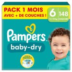 148 couches baby - dry, taille 6, 13 - 18 kg blanc