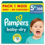 168 couches baby - dry, taille 5 + , 12 - 17 kg blanc