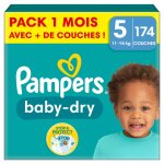 174 couches baby - dry, taille 5, 11 - 16 kg blanc