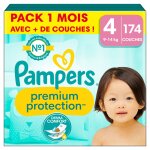 174 couches premium protection, taille 4, 9 - 14 kg blanc